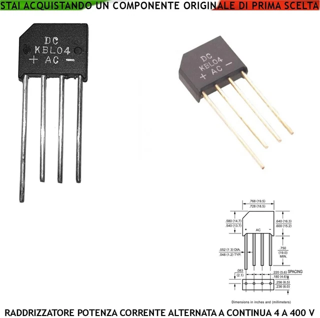 Ponte Raddrizzatore KBPC2504 – 25 Amp 400 Volt, Diodi In Silicio, Montaggio A Vite, 5 Pezzi