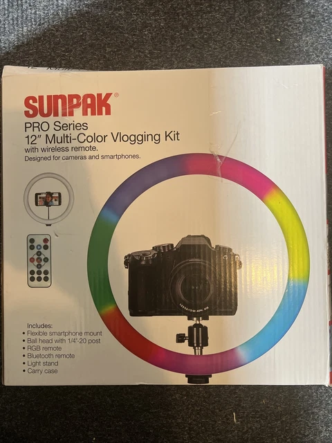 Pro Series Sunpak 12" Multi-color  Vlogging Kit (ring Light) Wireless Remote