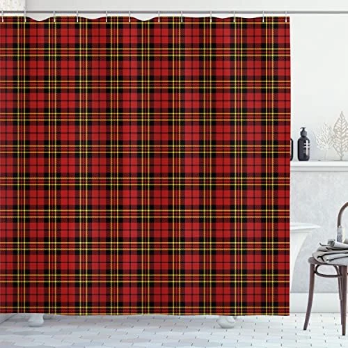 Plaid Shower Curtain Classical Celtic Fashion Tartan Checks and Stripes Cultu...