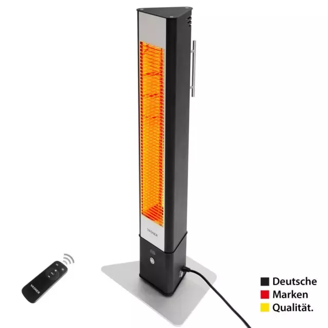VASNER HeatTower Standheizstrahler Terrasse Heizstrahler Infrarot IP65 Schwarz