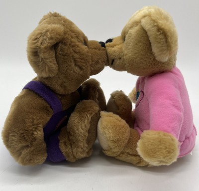 Hallmark Love & Kiss Bear Set Magnetic Nose Plush Kissing Bears CLEAN