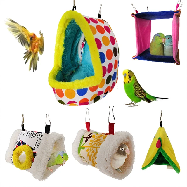 Parrot Bird Hammock Hanging Cave Cage Plush Snuggle Happy Hut Tent Bed Bunk Toys
