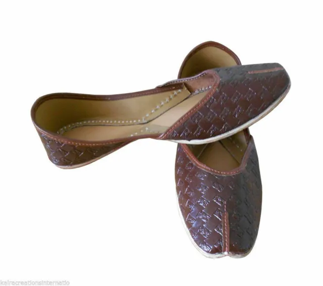 Chaussures pour femmes Ballerines indiennes en cuir marron faites à la...