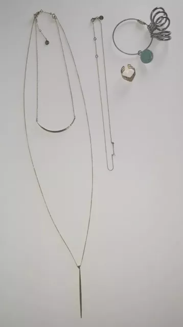 Stella & Dot jewelry lot some Sterling necklaces all signed, Ring & Ring Sizer