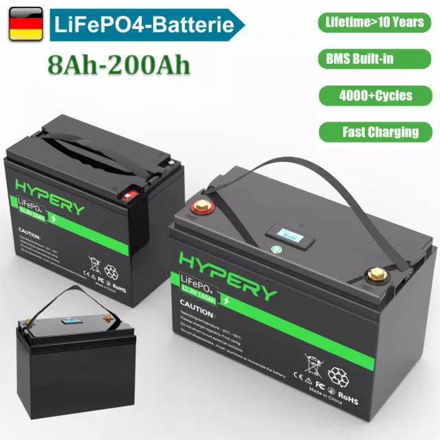 12V 200Ah 150Ah 30Ah LiFePO4 Lithium Akku BMS Solarbatterie Wohnmobil Boot RV