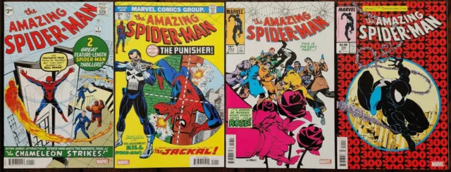 AMAZING SPIDER-MAN 1-129-253-300 - 1st Punisher/Rose/Venom, Facsimiles, NM