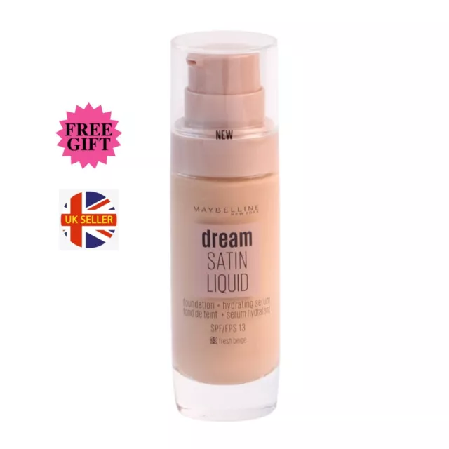 Maybelline Dream Satin Liquid Foundation 33 Frisch Beige 30ml LSF 13 * KOSTENLOSES GESCHENK