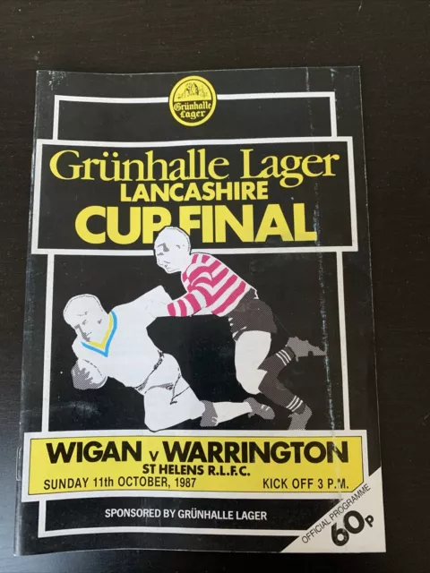 Rugby League Programme Lancashire Cup Final Wigan V Warrington 11/10/1987