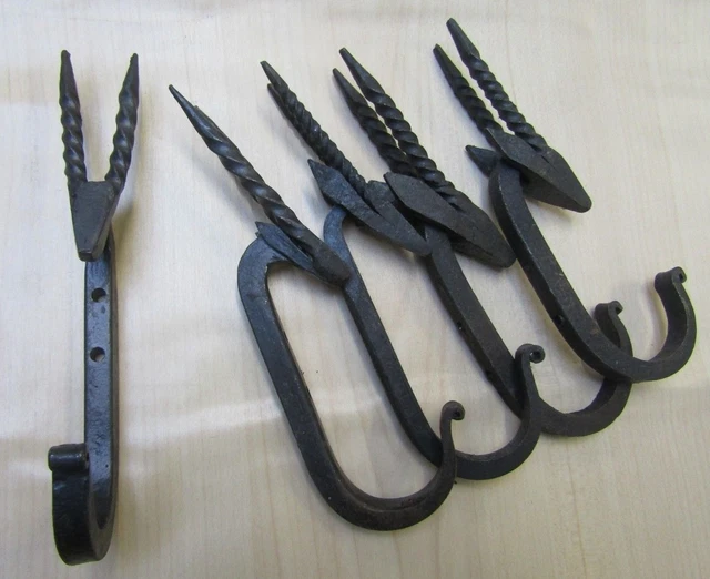 5 X GAZELLE HOOK  Iron hand forged blacksmith utility coat keys hanging hooks