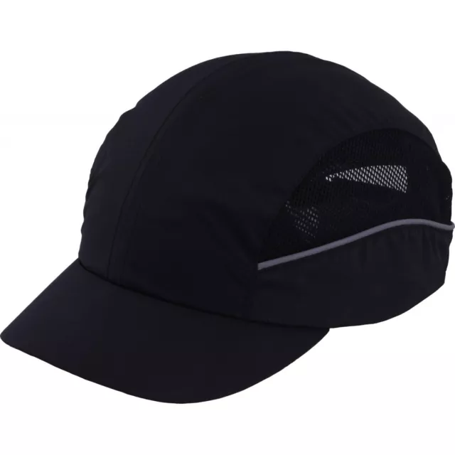 Premium Safety Reduced Peak Vented Lightweight Head Bump Cap Trucker Hat Black