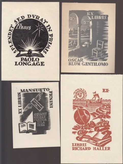 4 Exlibris Bookplate Hochdrucke Aldo Patocchi 1907-1986 Konvolut Lot 5