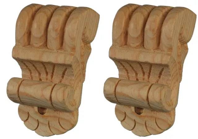 Small Wooden Corbels, Wooden Applique Brackets, Matched Pair, Paint Grade- PG710