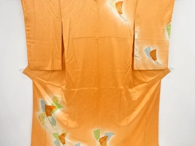 46620# Japanese Kimono / Antique Kimono / Embroidery / Floral Plants & Foldi