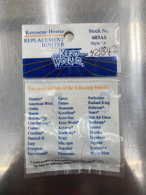 KEROSENE HEATER STYLE "A" IGNITER DH-30 FOR 36 DIFFERENT Brands 013204000301 KEROSENE HEATER STYLE "A" IGNITER DH-30 FOR 36 DIFFERENT Brands 013204000301