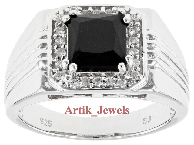 Bague De Mariage Homme 0.75ct Diamant Simulé - Taille 7, Plaqué Or Blanc Sur Argent 925 - Neuf
