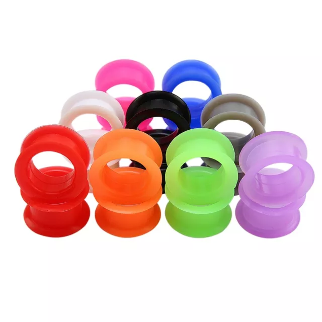 9Pairs/Lot Mixed Color Hollow Saddle Thick Silicone Ear Tunnels Plugs Gauges Set