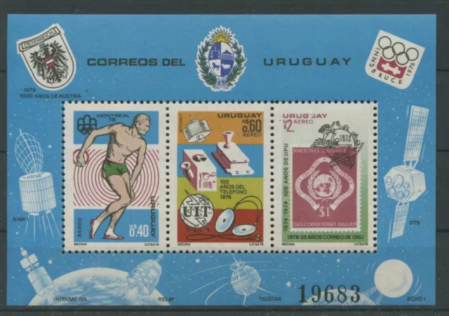 Uruguay 1976 Jahresereignisse Olympia Satellit Block 30 postfrisch (C22529)