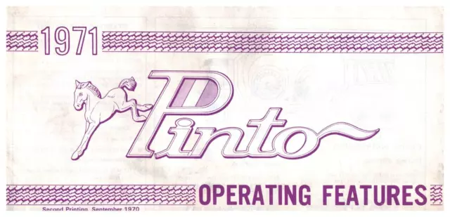 1971 Ford Pinto Factory Owners Manual Operating Features Pamphlet