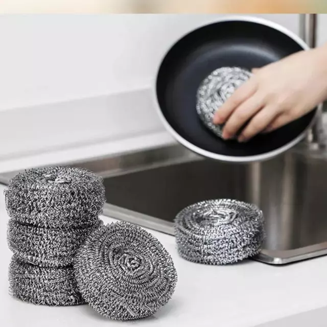 4pcs/Bag Washing Brush Stainless Steel Wire Ball Household Kitchen * O3U1