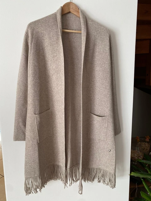 Manteau Long Zara à Franges - Taille S (39/40) - Couleur Beige/marron - Occasion Très Bon état