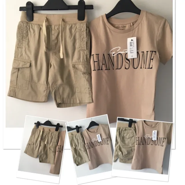 TU Boys Beige Combat shorts exc used & new tags river island top 3-4 years