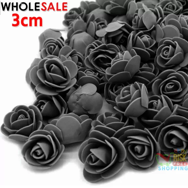 500PCS Foam Roses 3cm Artificial Foam Flower Heads DIY Rose Bear Decor Gift UK