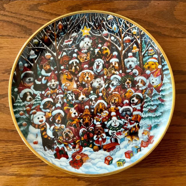 Vintage Santa Paws Dog Porcelain Plate by Bell Bell Franklin Mint LE2467