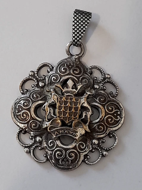 ANCIENNE TIMBALE Metal Argenté Armoiries Blason Bouclier Et Couronne