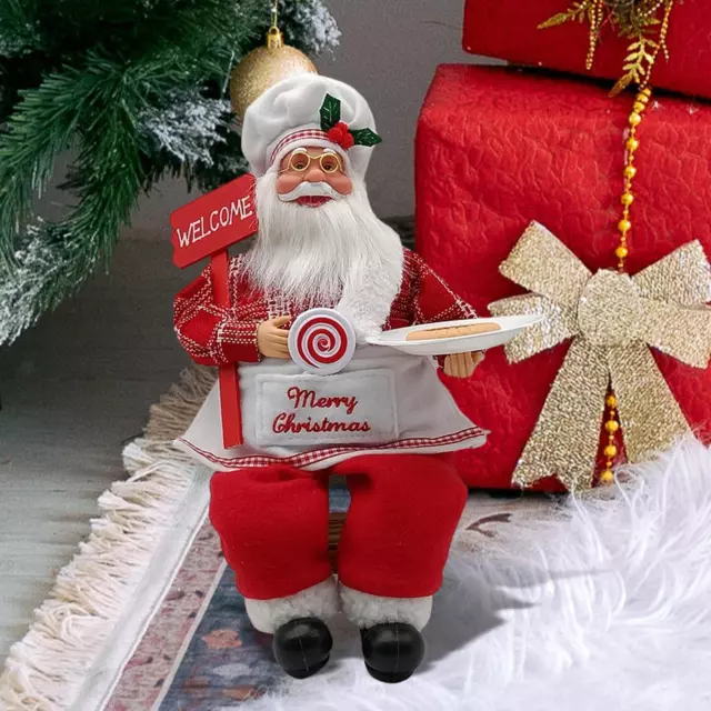Figurine de Père Noël de 35 cm, décoration de Noël assise, poupée avec sac  cadeau