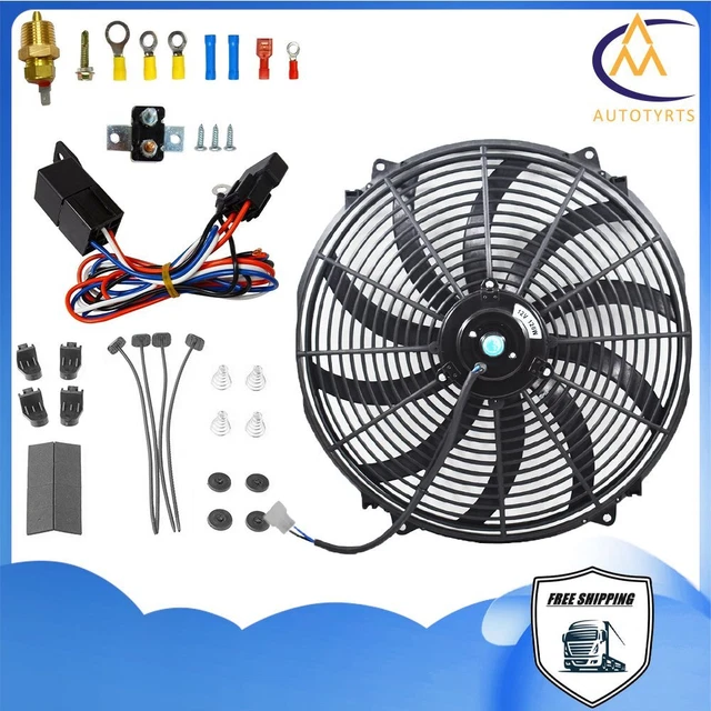 16& ELECTRIC RADIATOR Fan High 3000+CFM Thermostat Wiring Switch Relay