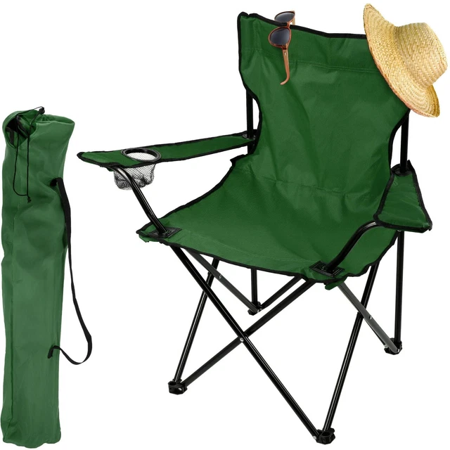 KADAX Chaise Pêche Pliable Avec Porte-Gobelet & Sac Transport - Confort Max 120 Kg Vert - Camping & Lac