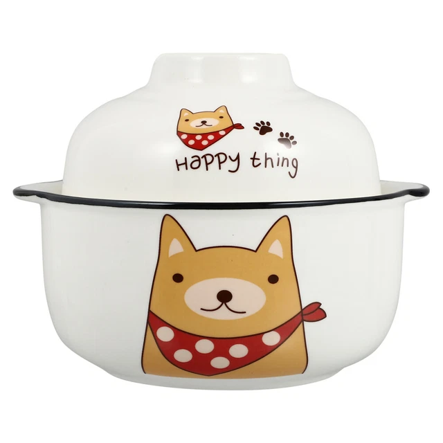 Ceramics Instant Noodle Bowl Student Microwave Containers Lids