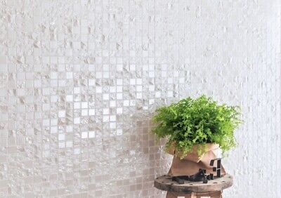 Motivo a mano in ceramica a mosaico Baku Bianco mosaico PIASTRELLA PIASTRELLE MURO SPECCHIO BAGNO CUCINA 