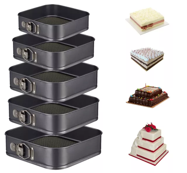 5Pc Non Stick Square Cake Tin Trays Bake Cake Set Baking Mould Plate