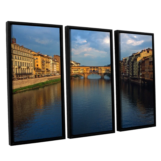 ArtWall Kathy Yates 'Ponte Vecchio Sunset' 3 Piece Floater  Extra Large