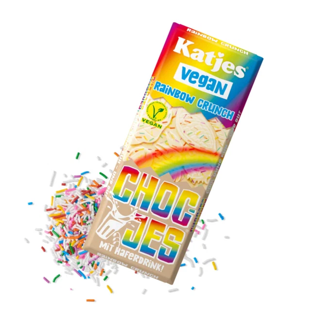 Katjes Chocjes Arcobaleno Crunch Vegana Cioccolato Con Streuseln 50g