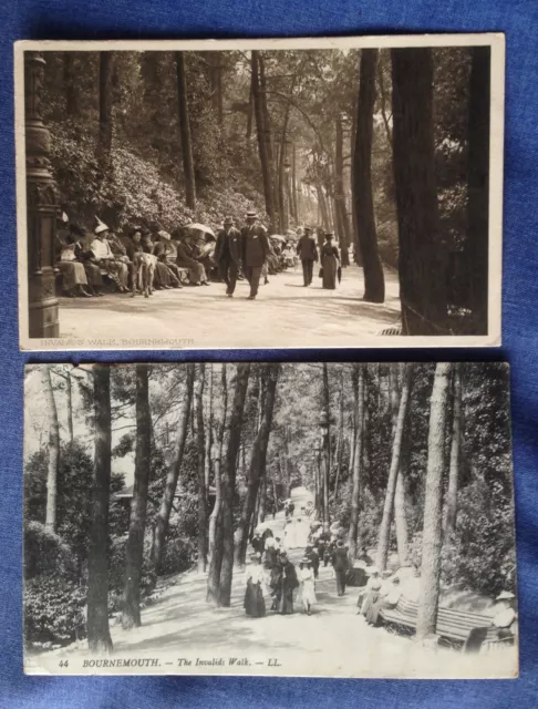 Vintage  Postcard.  Invalids Walk  Bournemouth. two cards    (PAUA)