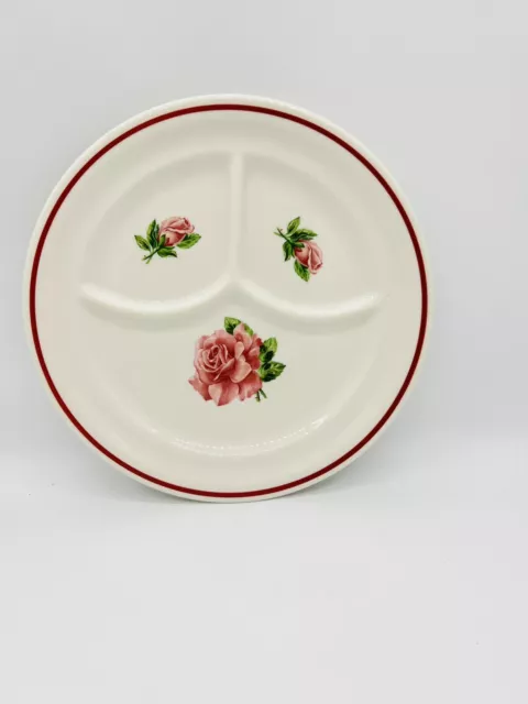 Great Northern Railroad Syracuse China Rose Divided Dinner Plate 9.5" Montrose