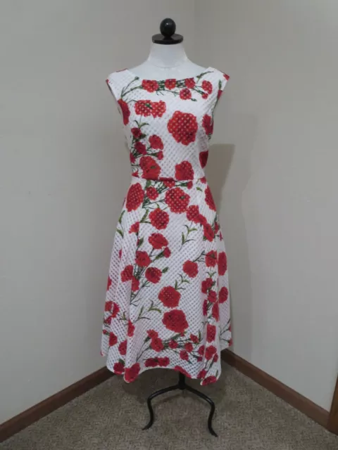 Betsey Johnson Carnation check print dress size 6 floral sleeveless
