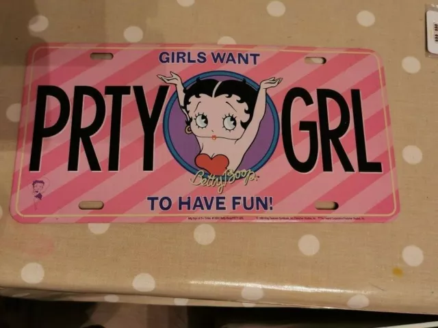Betty Boop Licence Plate Cartoon Animation Universal Studios Party girl
