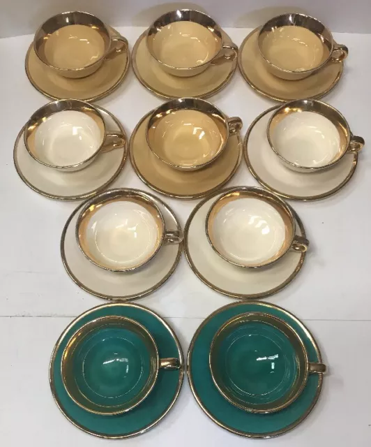 Lot De 10 Tasses Et Sous Tasses À Thé /Café Signées MAGDALITHE MADE IN FRANCE