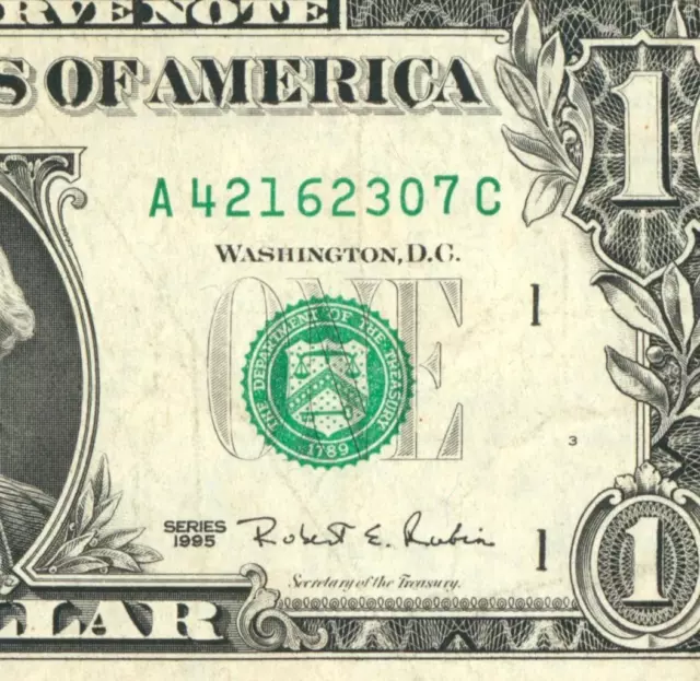 **WEB PRESS NOTE** ((EXPERIMENTAL)) $1 1995 Plate #3/10 FEDERAL RESERVE NOTE