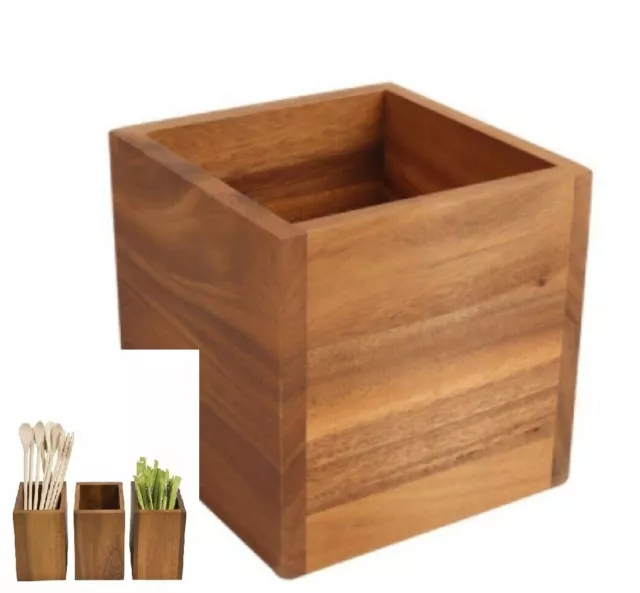 T&G Large Wooden Acacia Square Storage /Buffet/ Counter / Display  Box - RRP £38