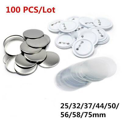 100 piezas/lote de suministros de piezas de botón de pin en blanco para máquina de fabricación de insignias hágalo usted mismo 37-75 mm