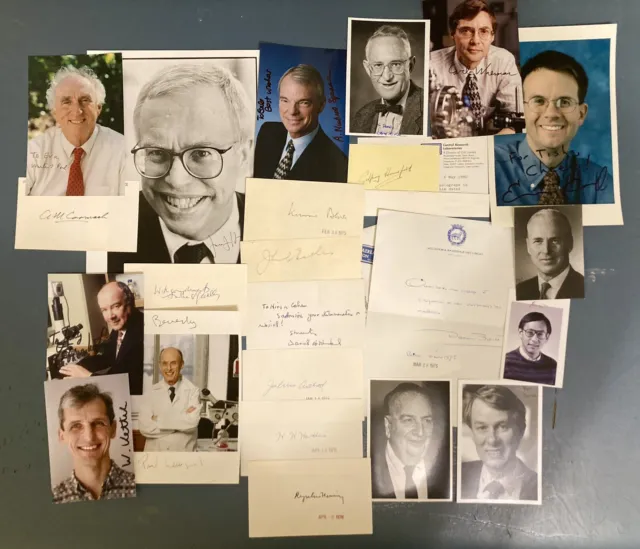 Lot of 23 Photos or Cards Autographed by Nobel Prize Winners from 1957-2001