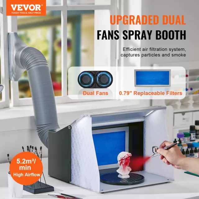 VEVOR Airbrush Spray Booth Portable Hobby Airbrush Paint Spray Booth Dual Fans 2