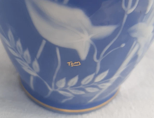 Vase Art Déco porcelaine de Limoges à décor floral.sign MT+ TOM . Tharaud etc... 3