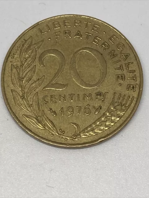 France 20 Centimes Coin, 1976. 3