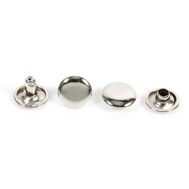 (Argent) 100 Sets De Rivets Double Calotte En Métal Pour DIY Bricolage