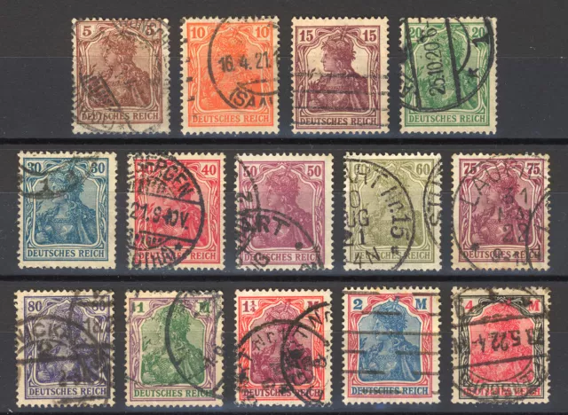 MiNr. 140-153 DR - Germania mit Kaiserkrone VIII Wz. 1 Rauten - gestempelt